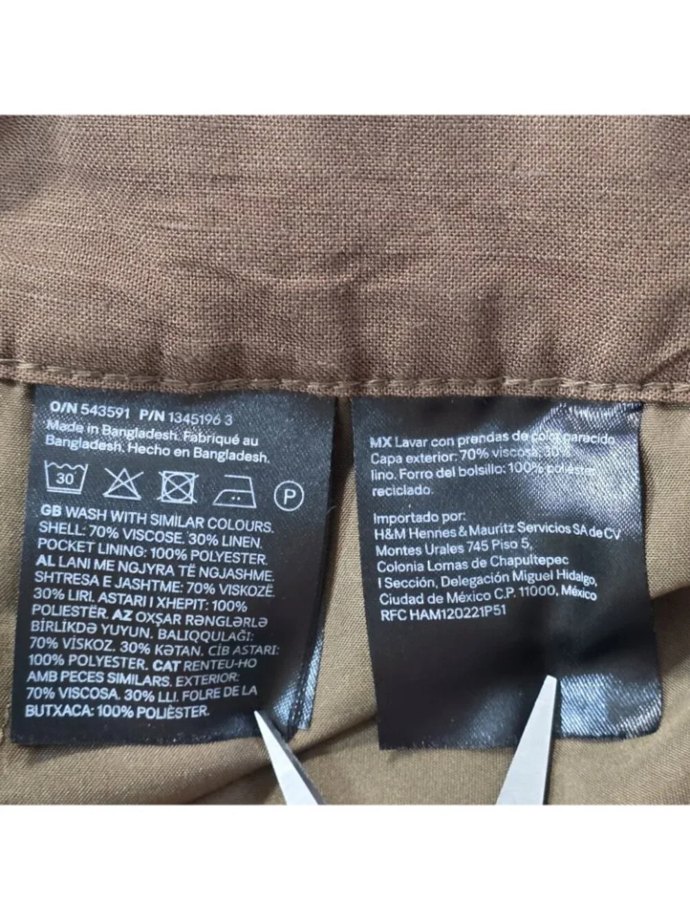 H&M Linen Blend Wide Leg Pant Plus Sz 18 Brown Culottes Pleated Cropped Tailored